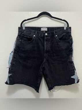 AGOLDE Reworked Low-Rise Jorts with Custom Star Patchwork Sz 30 Unique OOAK